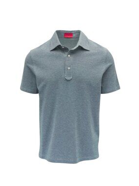 Isaia Napoli Pique Performance Polo Shirt Mens XL Green Teal Short Sleeve Cotton